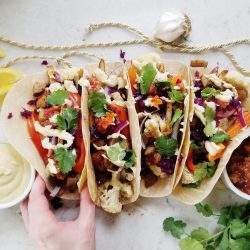 rainbow chicken sausage tacos