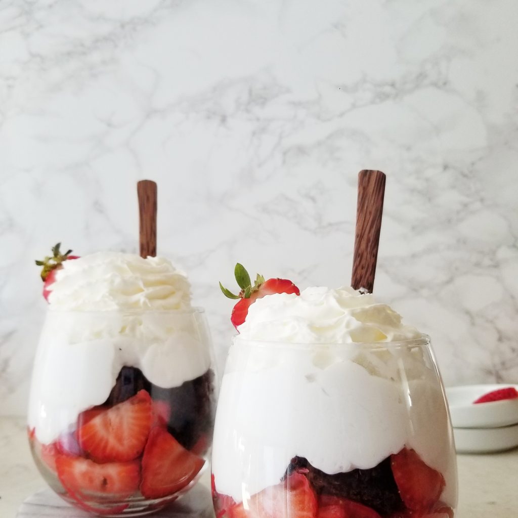 healthy brownie parfait with fruit
