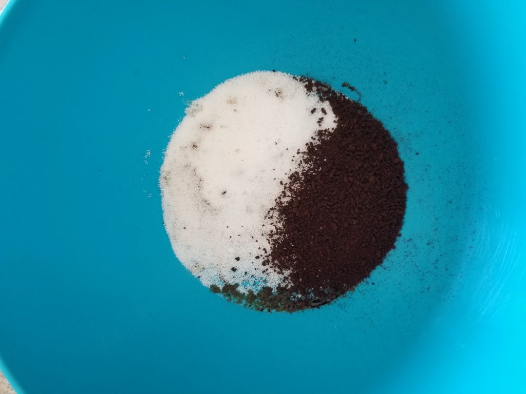 powdered instant coffee and sugar in a bowl