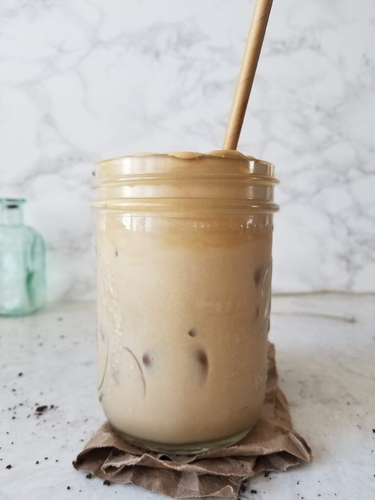 dalgona coffee mixed into the milk