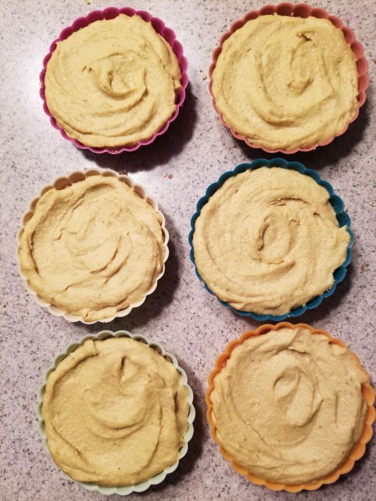 Healthy Vegan Mango Cheesecake tarts before they are frozen