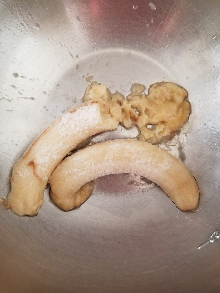 mashing frozen bananas