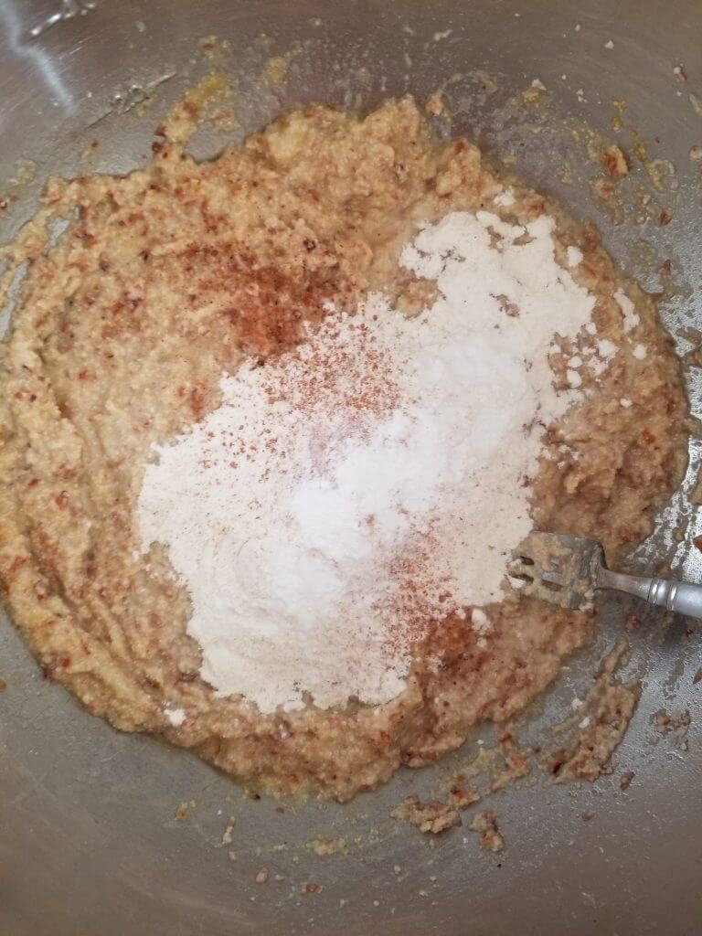 mixing dry ingredients into wet ingredients