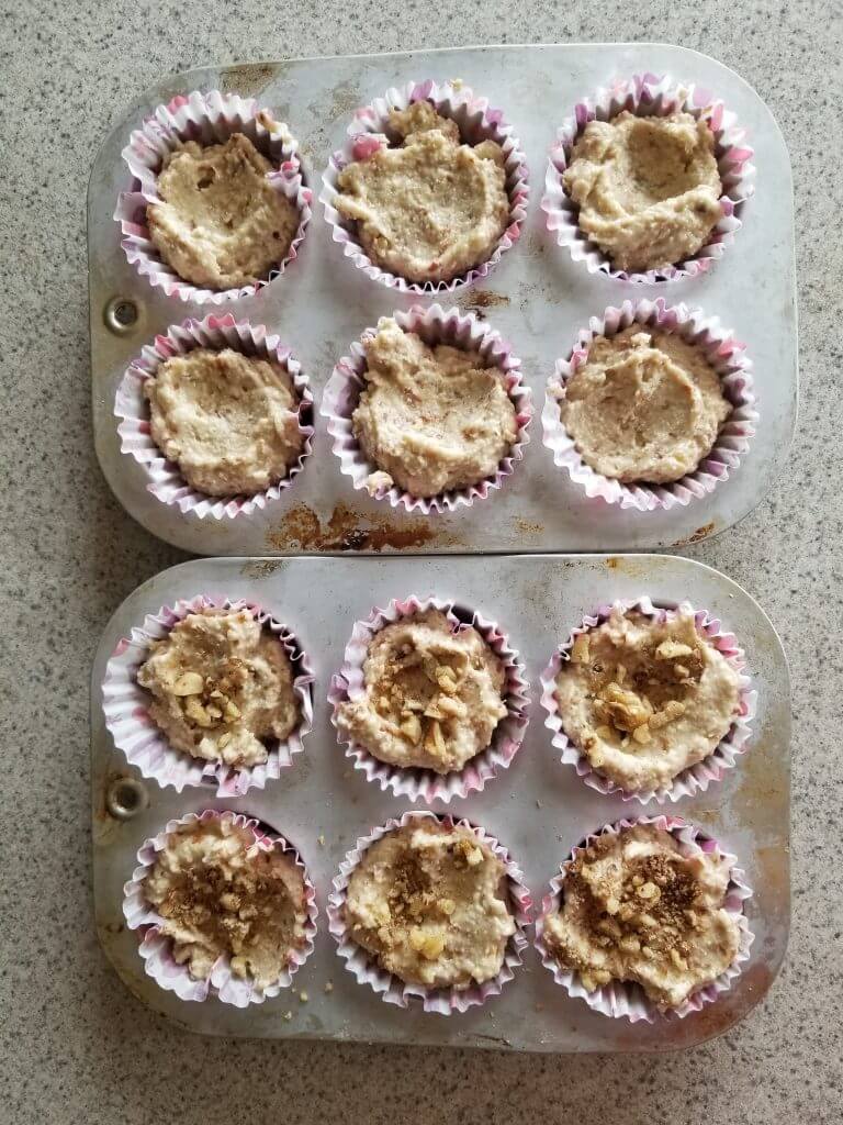 banana almond pulp muffins before baking