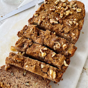 almond pulp banana bread with walnuts