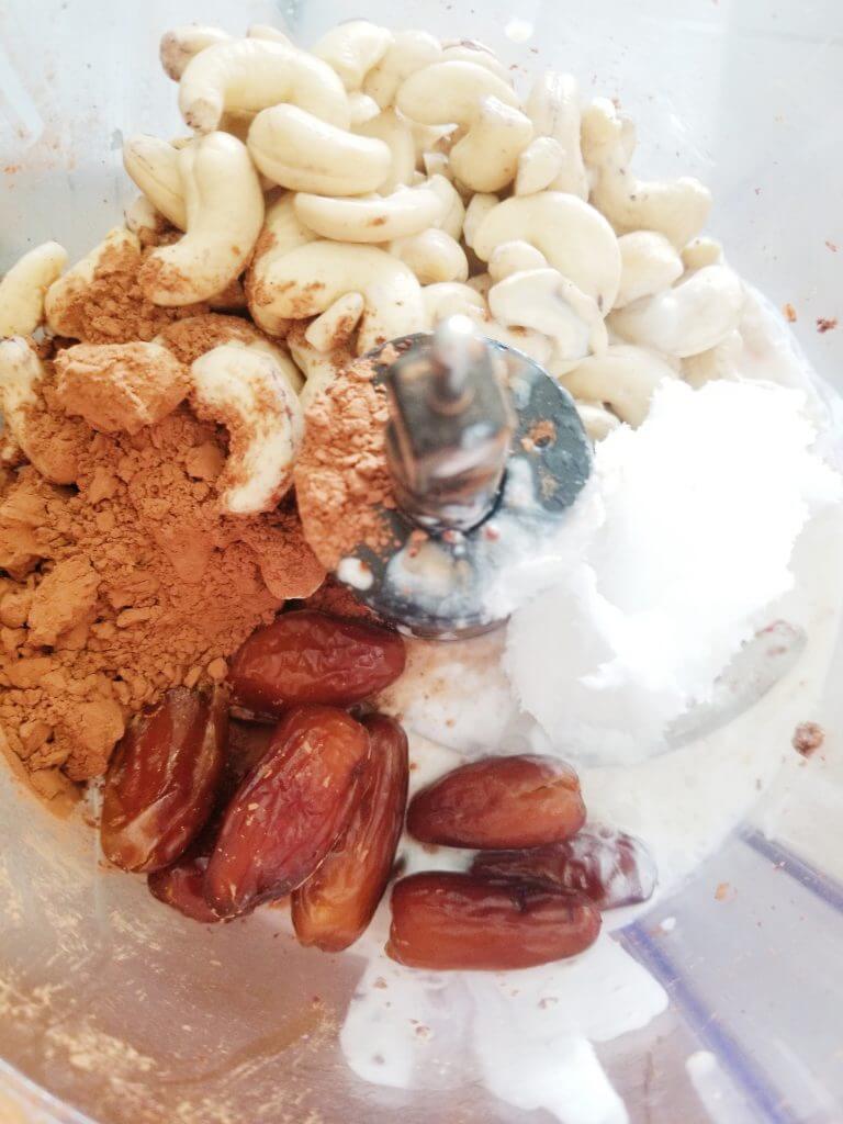 chocolate tart filling ingredients in the food processor