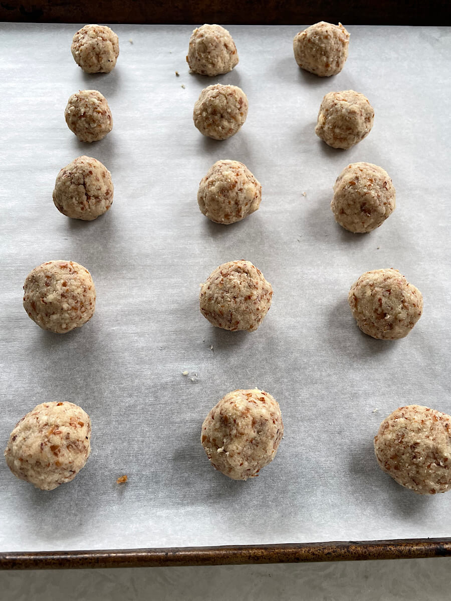 rolled almond pulp cookie dough