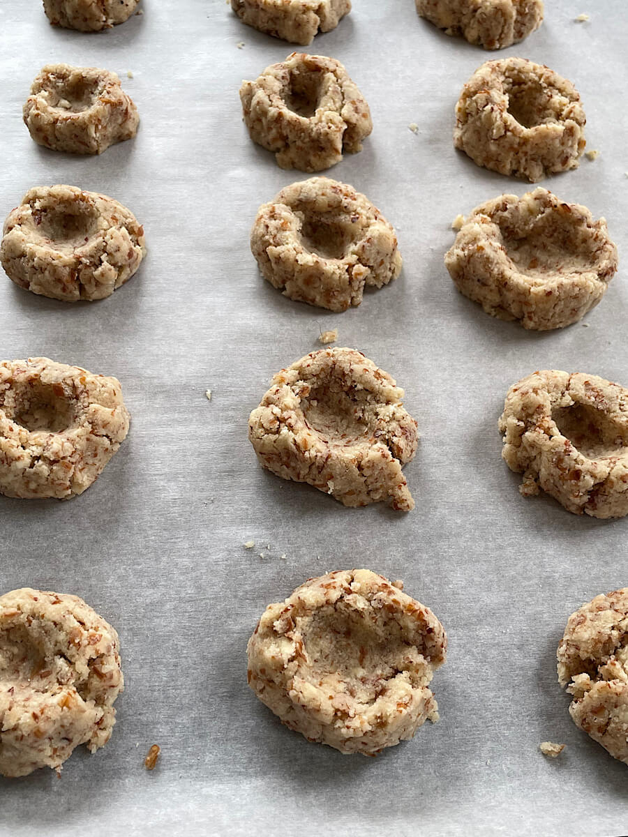 almond pulp cookie dough on a baking sheet
