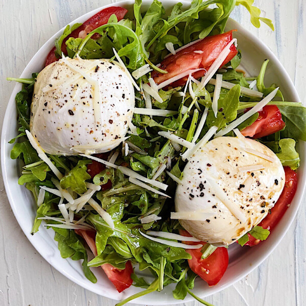healthy caprese salad recipe with burrata