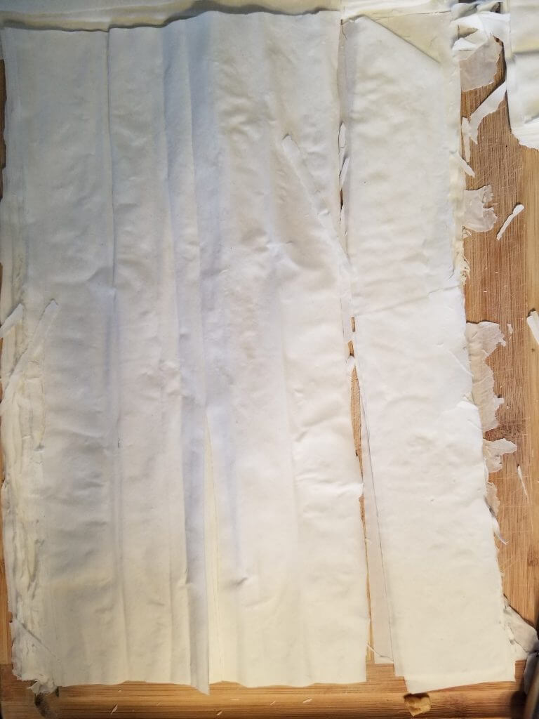 phyllo dough on a cutting board