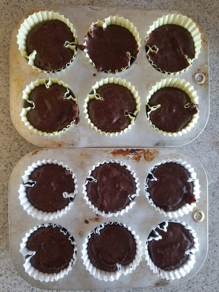 sourdough banana chocolate muffins before baking