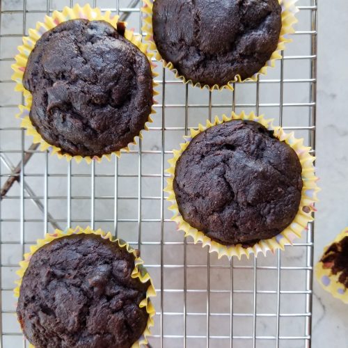 healthy banana chocolate zucchini muffins