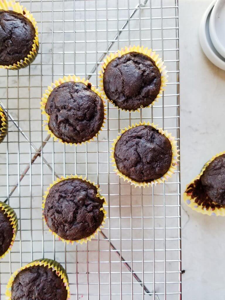 sourdough chocolate banana zucchini muffins