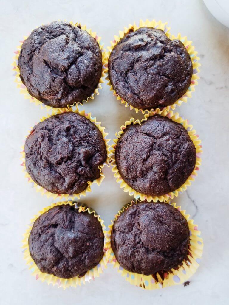 healthy banana chocolate zucchini muffins with sourdough discard