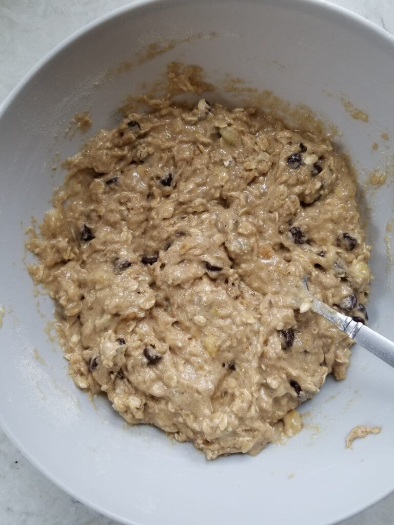 sourdough discard banana oatmeal muffin batter