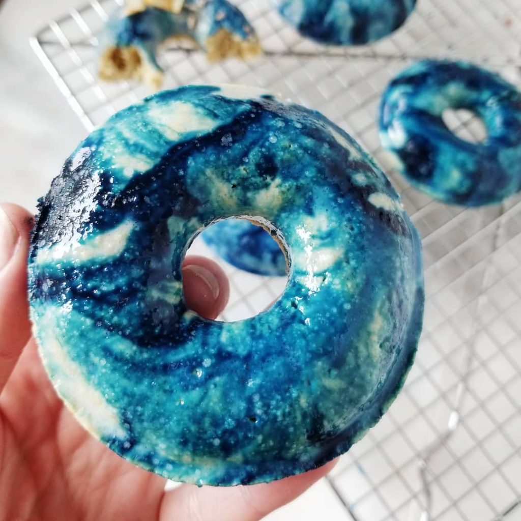 healthy vanilla donut recipe with marble glaze