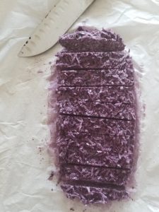 healthy mounds bars filling with blueberry