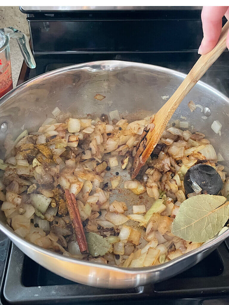 sauté onions with spices