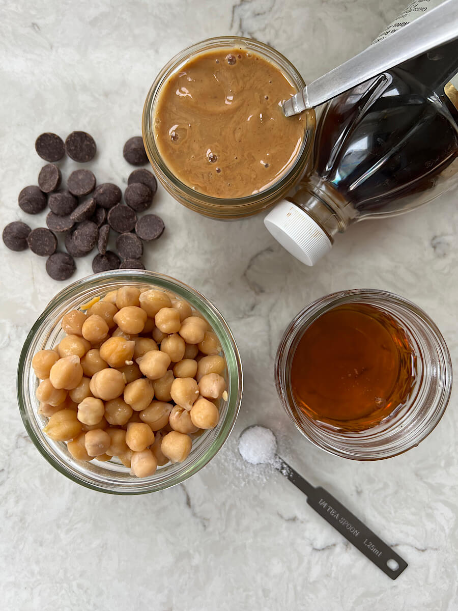 chocolate chip chickpea cookie dough ingredients