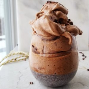 chocolate frosty smoothie parfait jar