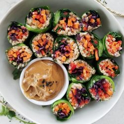 collard green wraps with peanut sauce
