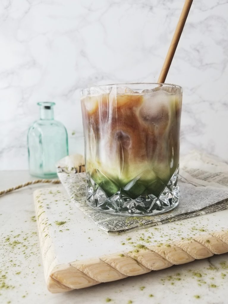 dirty iced matcha latte
