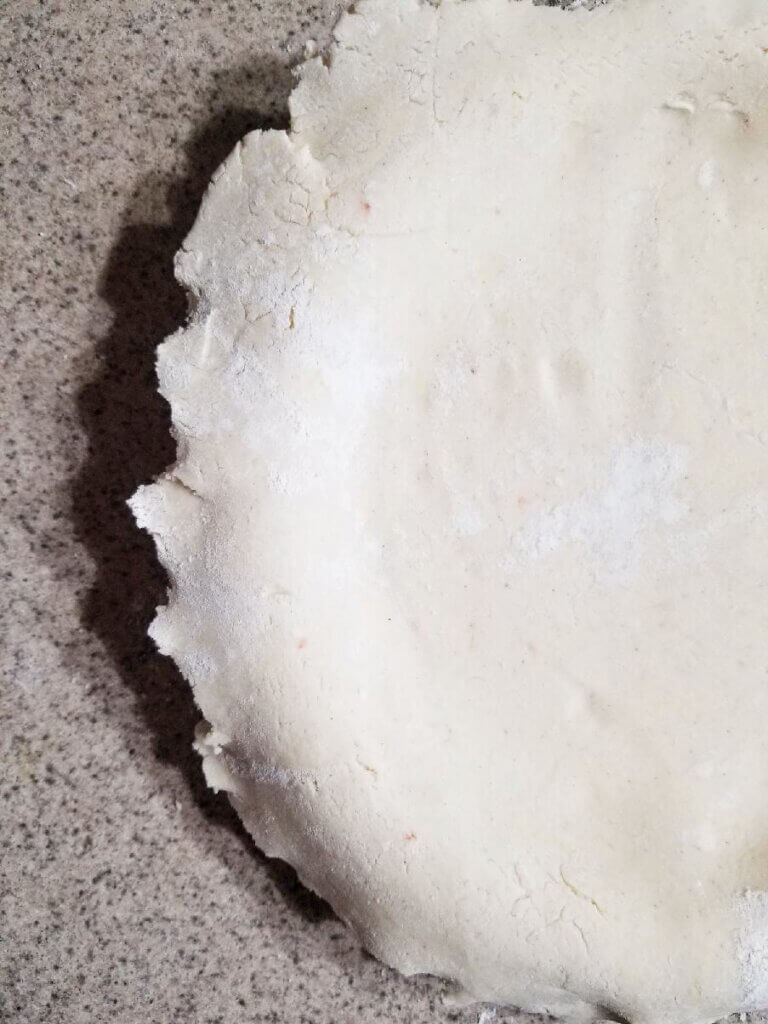 shaping the Pie Crust to the pie dish