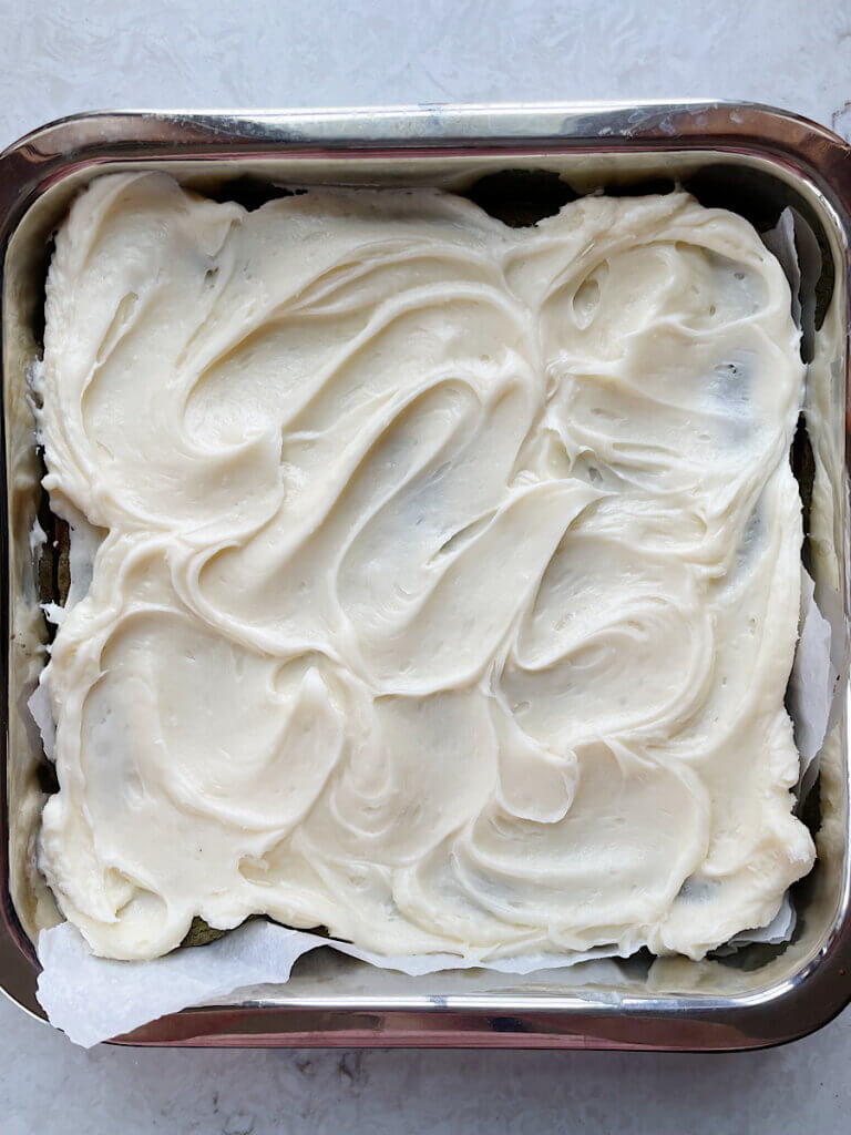 green velvet brownies with cream cheese frosting