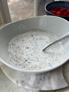 chia seed in milk before it thickens