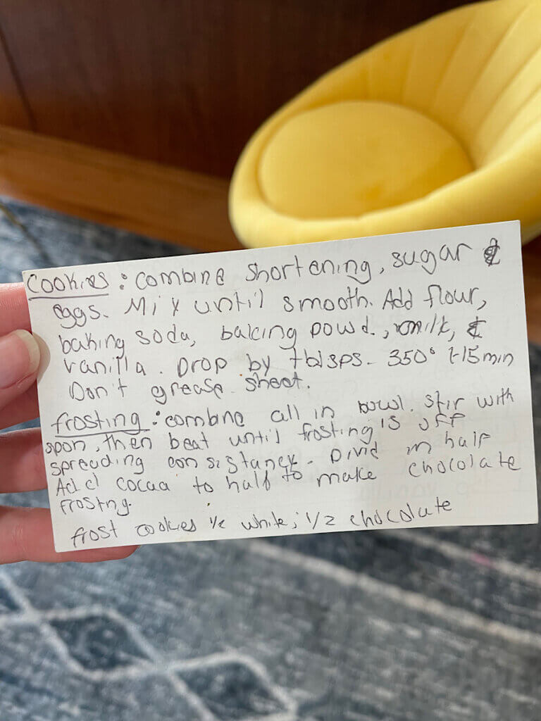 half moon cookie hand written recipe card