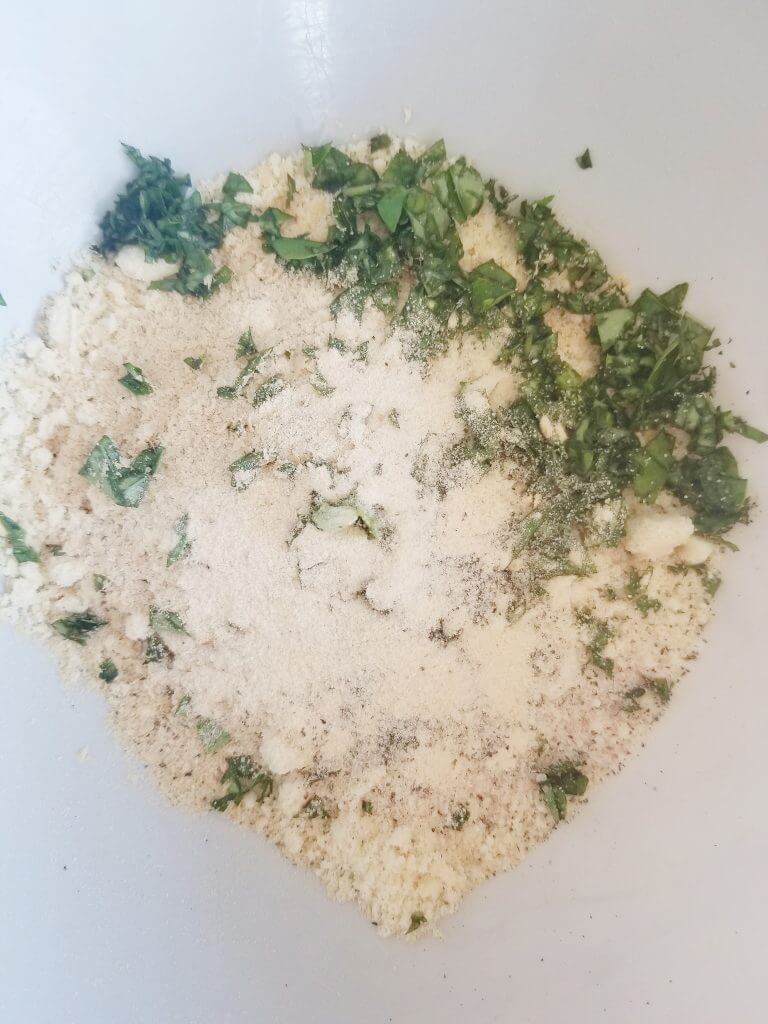 almond flour topping ingredients in a mixing bowl
