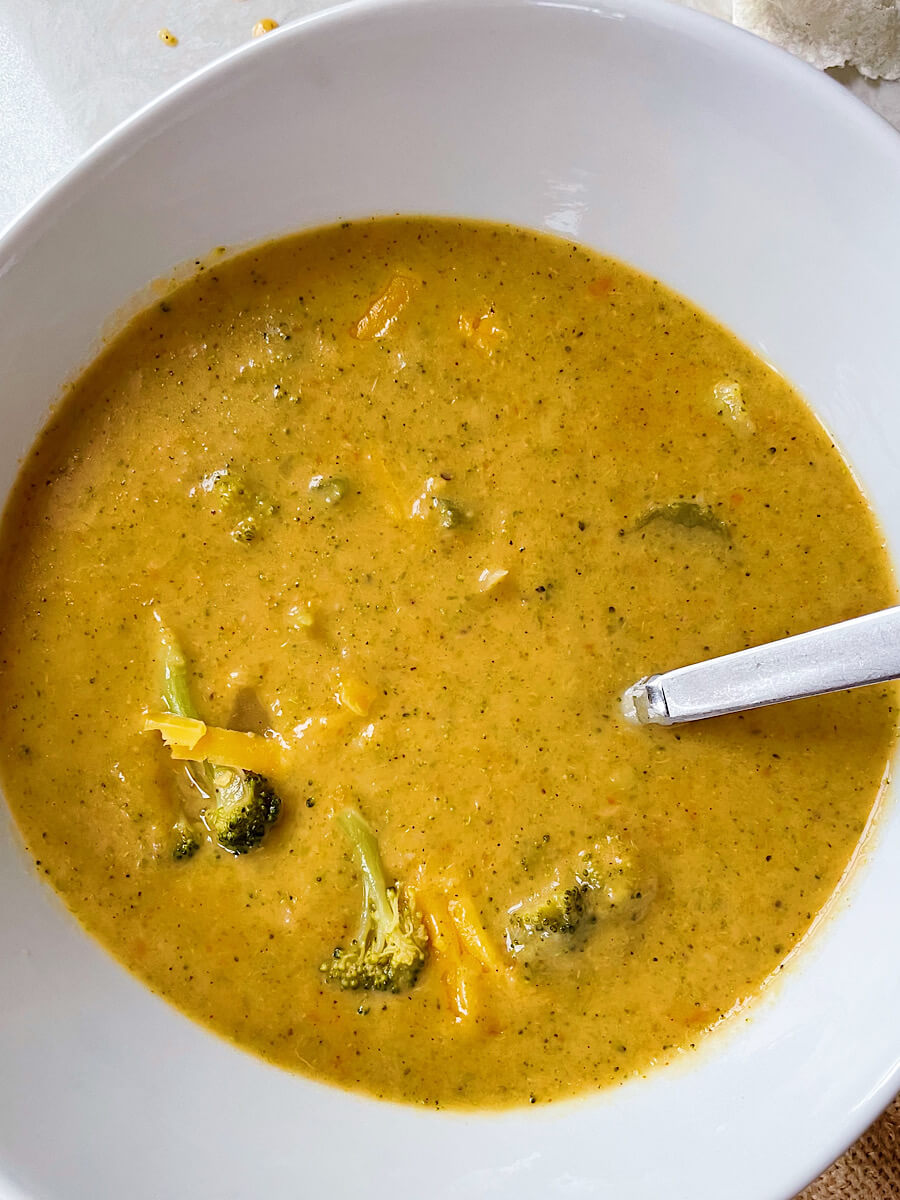 healthy broccoli cheddar soup with bone broth
