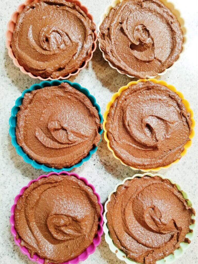 Healthy Chocolate Fudge Cashew Cheesecake Tarts before freezing