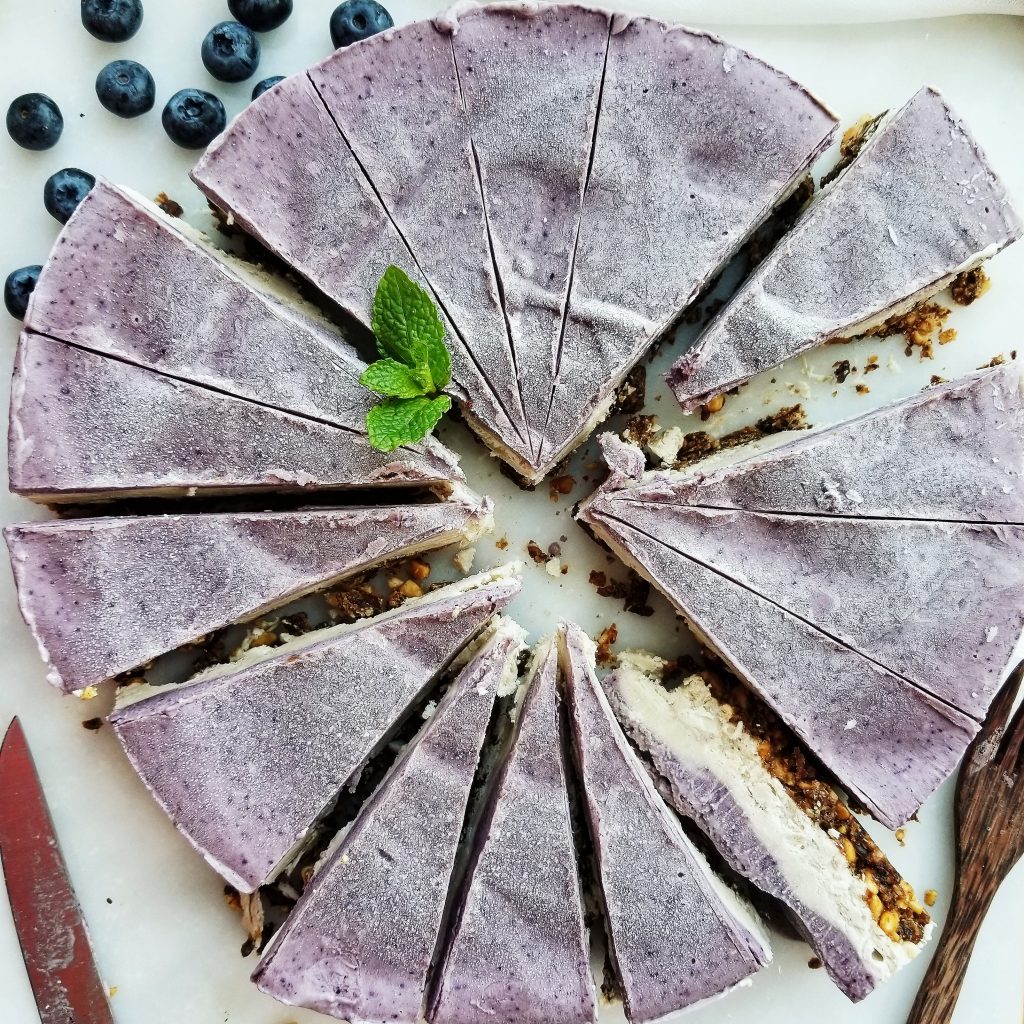 vegan blueberry vanilla cheesecake