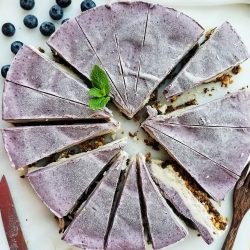 vegan blueberry vanilla cheesecake