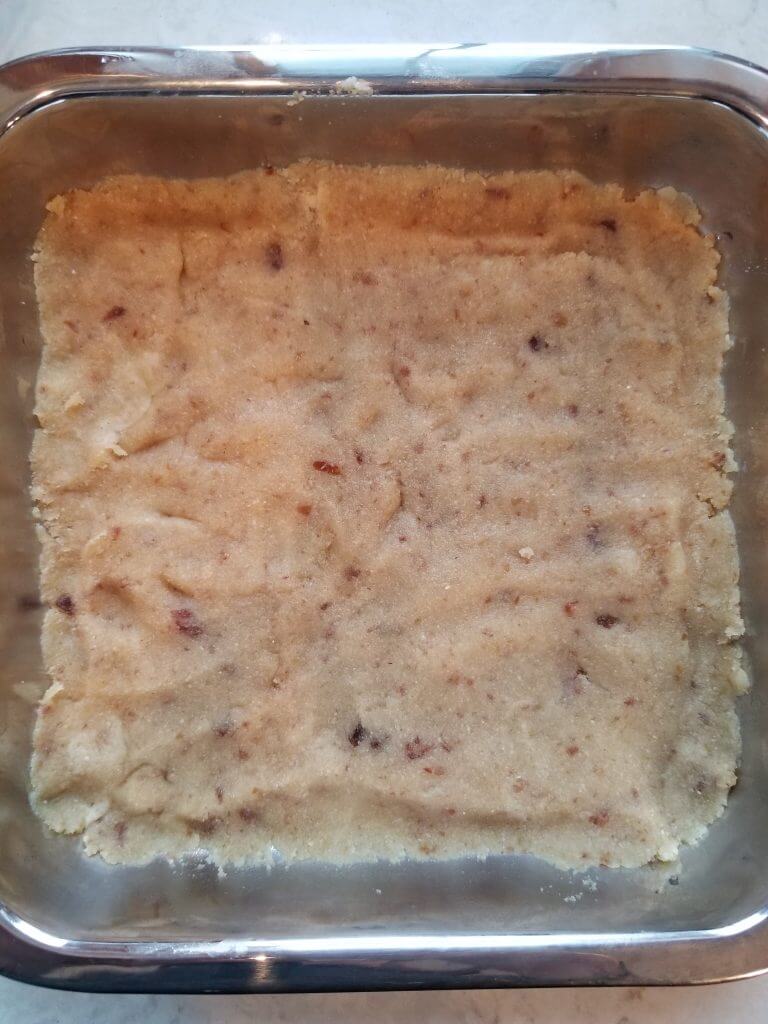 base of the twix bars in the pan