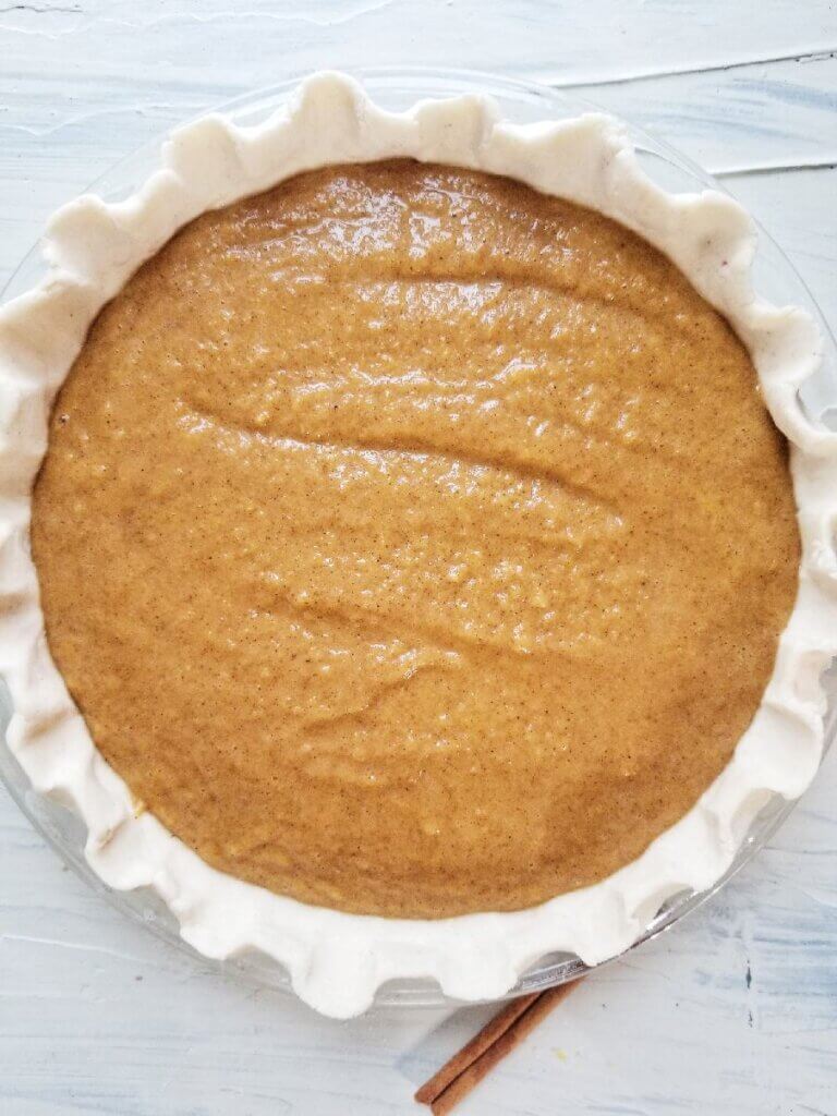 healthy pumpkin pie before baking