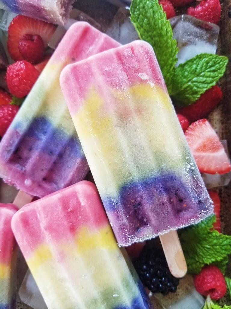 healthy rainbow fruit popsicles