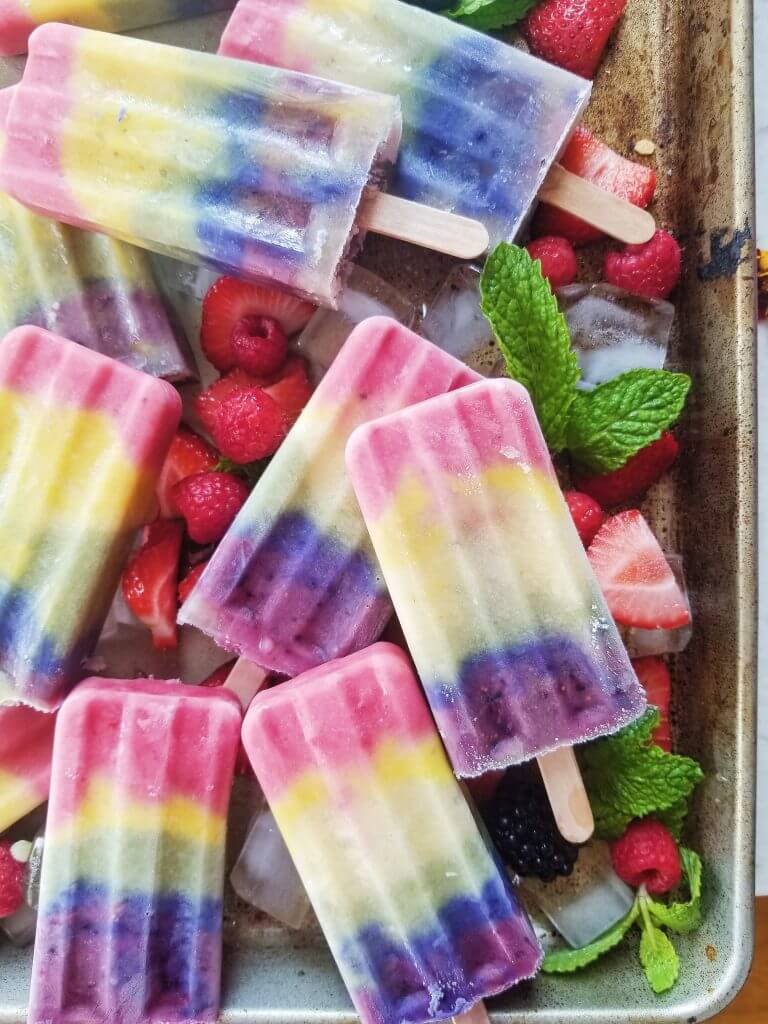 healthy rainbow fruit popsicles