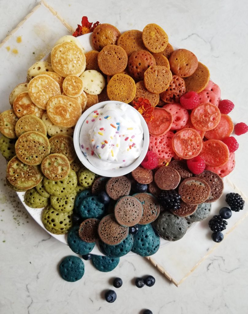 healthy rainbow mini pancakes
