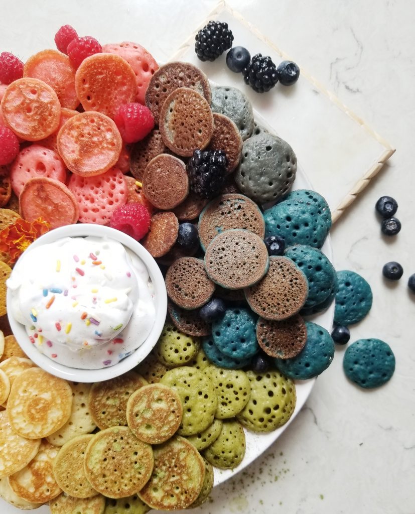 healthy rainbow mini pancakes