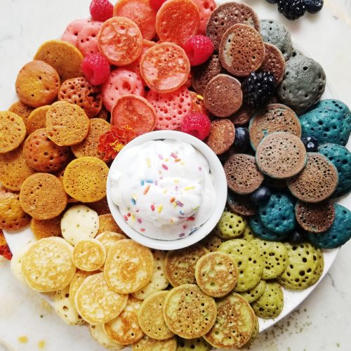 healthy rainbow mini pancakes