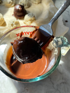 cannoli ball with chocolate coating