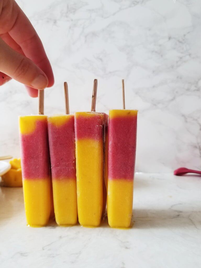 Healthy Strawberry Mango Popsicles