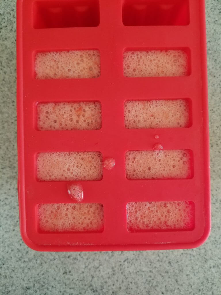 healthy strawberry popsicles before freezing