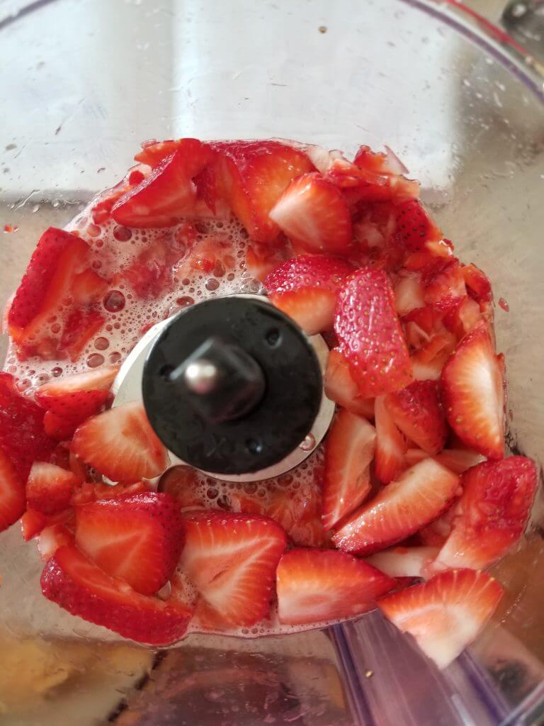 strawberries in a food processor