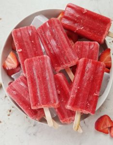 healthy strawberry popsicle serving tray