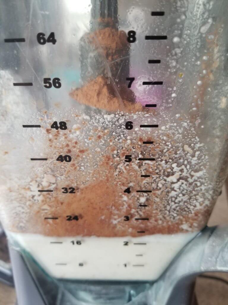 blending the chocolate almond milk