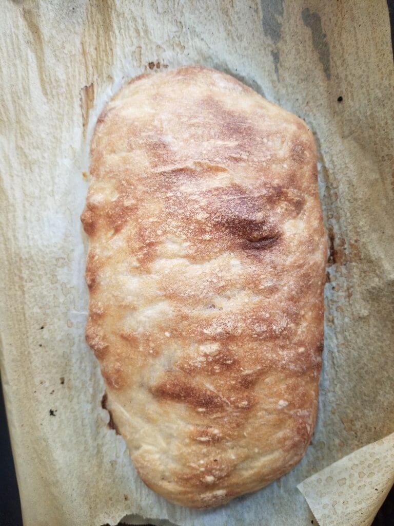 finished homemade ciabatta bread recipe