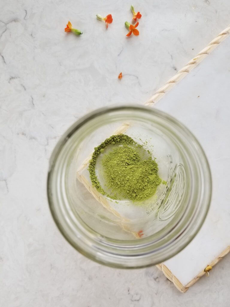 matcha green tea powder for the base of the dalgona matcha latte